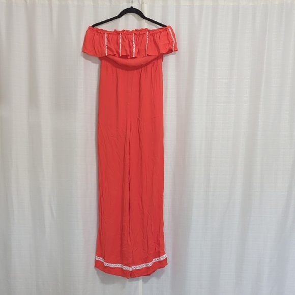 Pants - Red Ruffled Jumpsuit